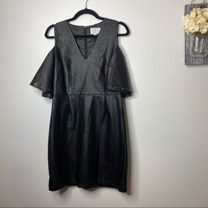 Black Vegan Leather Cold-Shoulder Dress Size L